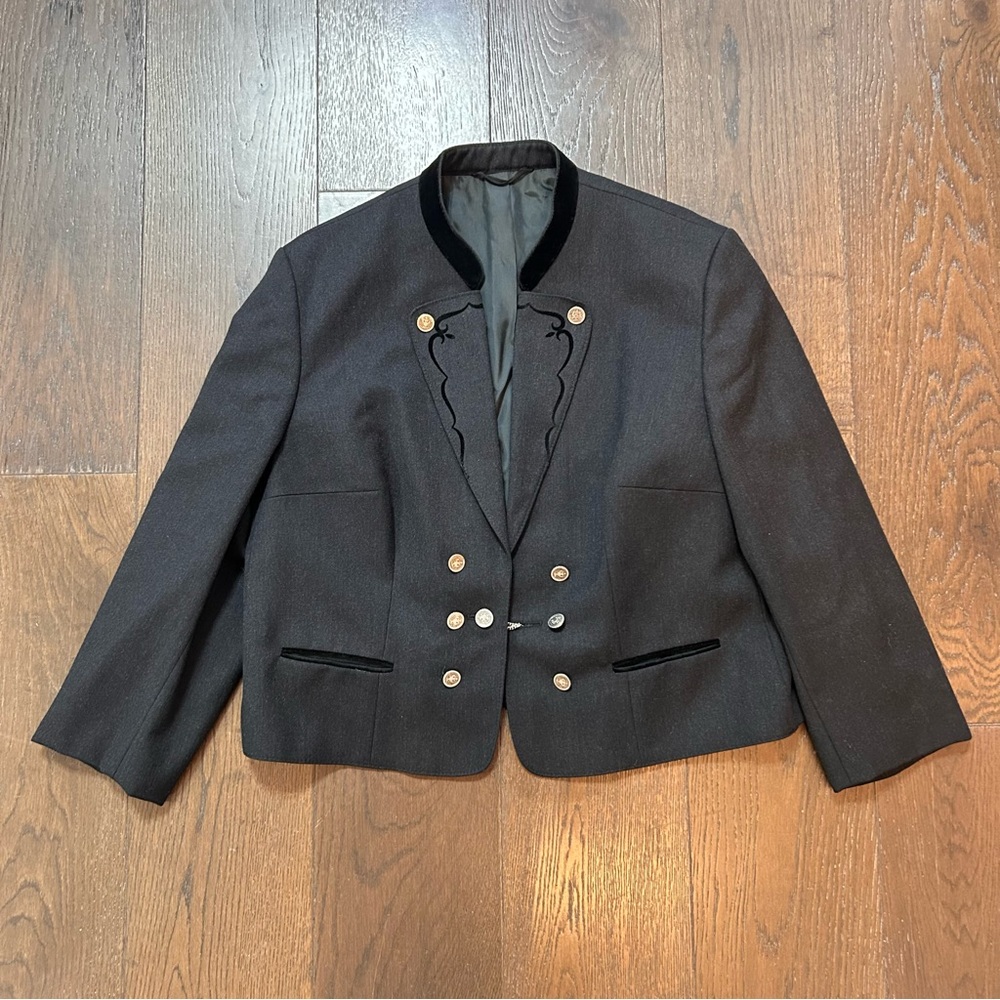 Vintage Lodenfrey Trachten Jacket Gray Wool Made In Austria Women's Sz 8